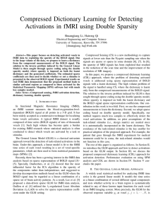 Compressed Dictionary Learning for Detecting Activations in fMRI using Double Sparsity