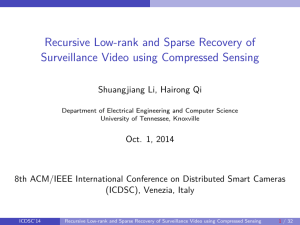 Recursive Low-rank and Sparse Recovery of Surveillance Video using Compressed Sensing
