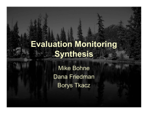 Evaluation Monitoring Synthesis Mike Bohne Dana Friedman