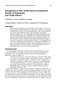 Perceptions of Peer Verbal Sexual Harassment: Gender of Perpetrator and Victim Effects