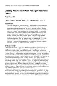 Creating Mutations in Plant Pathogen Resistance Genes Aaron Reynolds