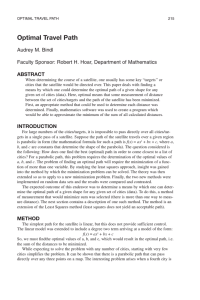 Optimal Travel Path Audrey M. Bindl ABSTRACT