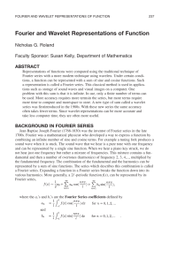 Fourier and Wavelet Representations of Function Nicholas G. Roland ABSTRACT