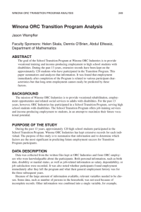 Winona ORC Transition Program Analysis