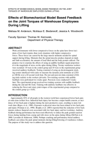 501 EFFECTS OF BIOMECHANICAL MODEL BASED FEEDBACK ON THE JOINT