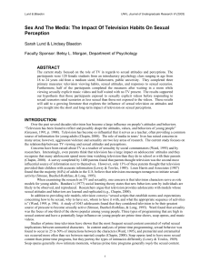 Sex And The Media: The Impact Of Television Habits On... Perception  Sarah Lund &amp; Lindsey Blaedon