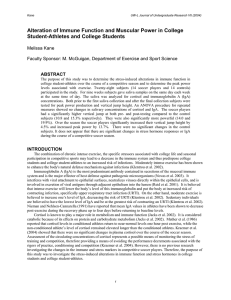 Alteration of Immune Function and Muscular Power in College  Melissa Kane