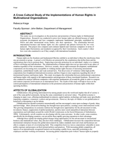 A Cross Cultural Study of the Implementations of Human Rights... Multinational Organizations  ABSTRACT