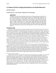 A Lifespan Portrait of Aging Expectations and Health Behaviors  Michelle Weltzien