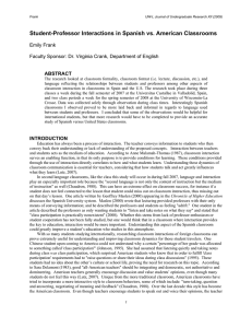 Student-Professor Interactions in Spanish vs. American Classrooms  Emily Frank