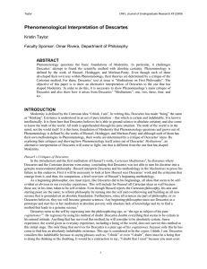 Phenomenological Interpretation of Descartes  Kristin Taylor