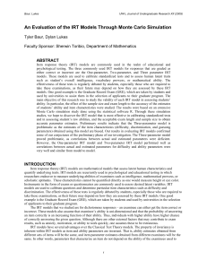 An Evaluation of the IRT Models Through Monte Carlo Simulation