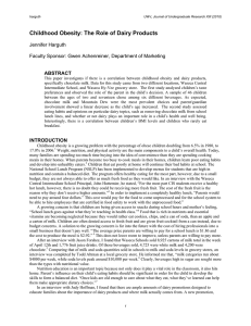 Childhood Obesity: The Role of Dairy Products  ABSTRACT Jennifer Harguth