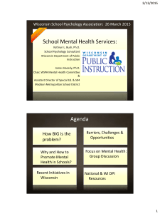 School Mental Health Services:  3/13/2015