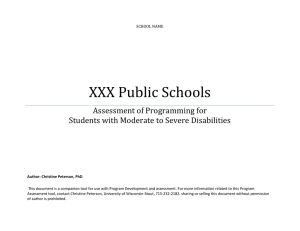 XXX Public Schools Assessment of Programming for