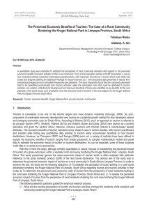 The Perceived Economic Benefits of Tourism: The Case of a... Bordering the Kruger National Park in Limpopo Province, South Africa