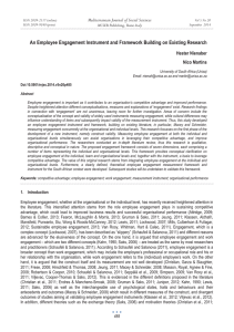 An Employee Engagement Instrument and Framework Building on Existing Research