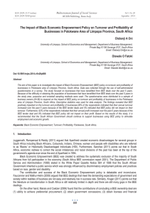 The Impact of Black Economic Empowerment Policy on Turnover and... Businesses in Polokwane Area of Limpopo Province, South Africa