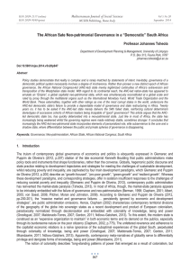 The African Sate Neo-patrimonial Governance in a “Democratic” South Africa