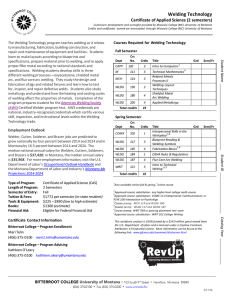 Welding Technology Certificate of Applied Science (2 semesters)