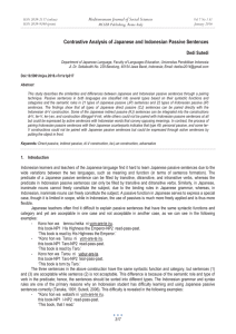 Contrastive Analysis of Japanese and Indonesian Passive Sentences Dedi Sutedi