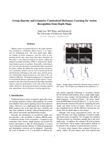 Group Sparsity and Geometry Constrained Dictionary Learning for Action