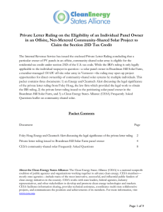 Private Letter Ruling on the Eligibility of an Individual Panel... in an Offsite, Net-Metered Community-Shared Solar Project to