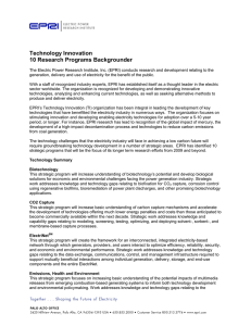 Technology Innovation 10 Research Programs Backgrounder