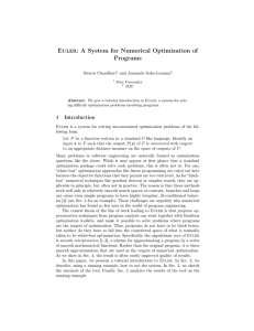 Euler: A System for Numerical Optimization of Programs Swarat Chaudhuri and Armando Solar-Lezama