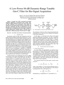 A Low-Power 84-dB Dynamic-Range Tunable Gm-C Filter for Bio-Signal Acquisition