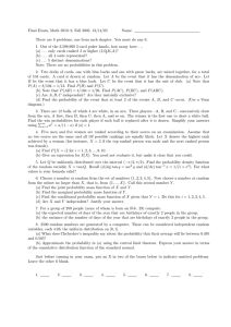 Final Exam, Math 5010–2, Fall 2005, 12/14/05 Name: