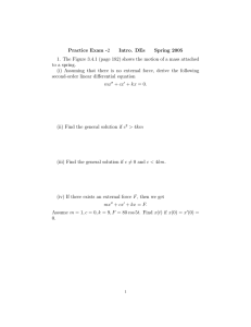 Practice Exam - 2 Intro. DEs Spring 2005