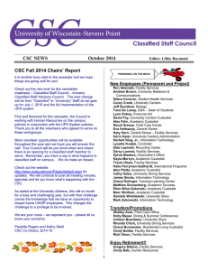 CSC NEWS October 2014  CSC Fall 2014 Chairs’ Report