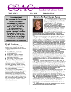 Carolyn Rolfson Sargis Award CSAC NEWS Classified Staff