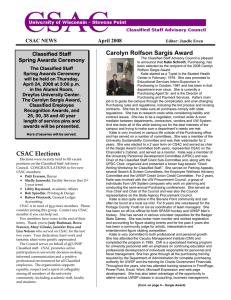 Carolyn Rolfson Sargis Award CSAC NEWS April 2008