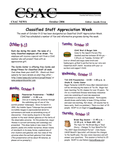 Classified Staff Appreciation Week CSAC NEWS October 2006