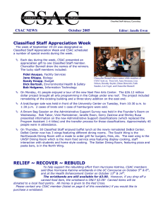 Classified Staff Appreciation Week CSAC NEWS October 2005