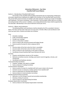 University of Wisconsin – Eau Claire Classified Staff Council Bylaws