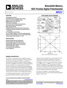 Nonvolatile Memory, 1024-Position Digital Potentiometer AD5231 Data Sheet
