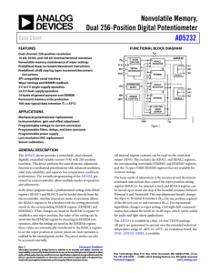 Nonvolatile Memory, Dual 256-Position Digital Potentiometer AD5232 Data Sheet