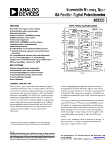 Nonvolatile Memory, Quad 64-Position Digital Potentiometer AD5233