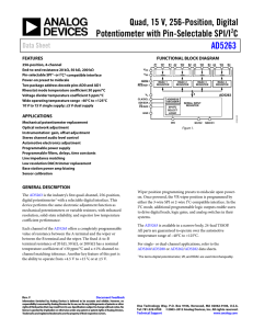 Quad, 15 V, 256-Position, Digital Potentiometer with Pin-Selectable SPI/I C