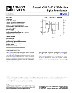 Compact +30 V / ±15 V 256-Position Digital Potentiometer AD5290 Data Sheet