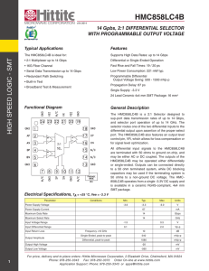 HMC858LC4B T 14 Gpbs, 2:1 DIFFERENTIAL SELECTOR WITH PROGRAMMABLE OUTPUT VOLTAGE