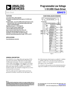 Programmable Low Voltage 1:10 LVDS Clock Driver ADN4670 Data Sheet