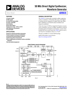 50 MHz Direct Digital Synthesizer, Waveform Generator AD9835 Data Sheet