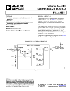 Evaluation Board for 500 MSPS DDS with 10-Bit DAC EVAL-AD9911