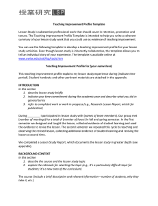 Lesson Study is substantive professional work that should count in... tenure. The Teaching Improvement Profile Template is intended to help... Teaching Improvement Profile Template