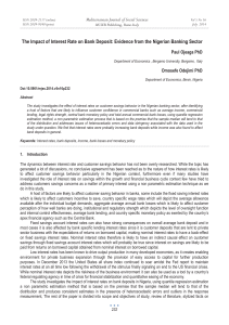 The Impact of Interest Rate on Bank Deposit: Evidence from... Mediterranean Journal of Social Sciences Paul Ojeaga PhD MCSER Publishing, Rome-Italy