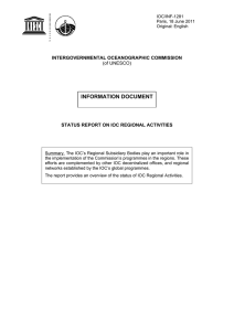 INFORMATION DOCUMENT INTERGOVERNMENTAL OCEANOGRAPHIC COMMISSION STATUS REPORT ON IOC REGIONAL ACTIVITIES